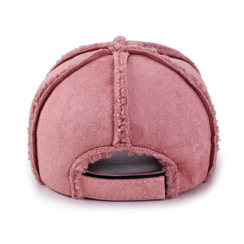 Faux Suede Fleece Winter Dad Hat Women Mens Cap Brown Grey Pink Six Panel Baseball Cap Adjustable