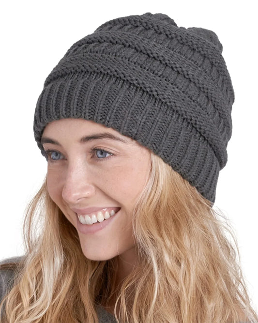 Womens Beanie Winter Hat Warm Chunky Cable Knit Hats Soft Stretch Thick Cute Cap for Cold Weather