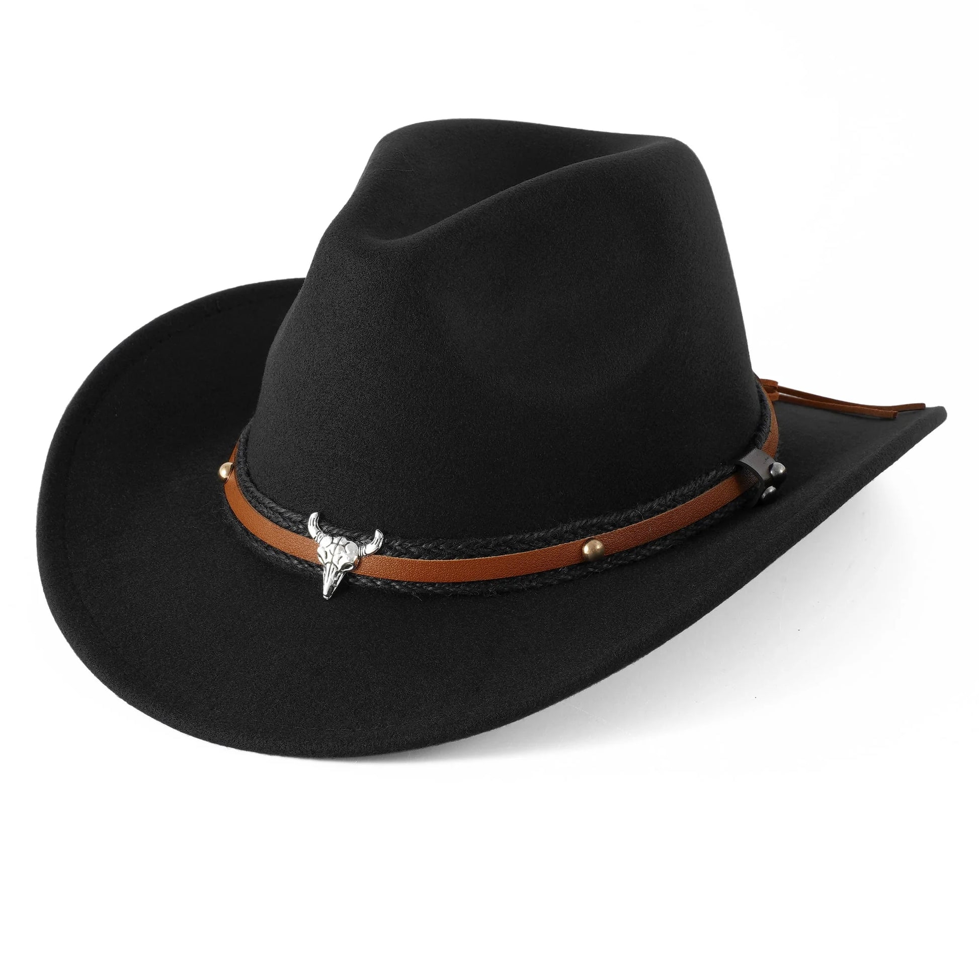 Black Cowboy Hat for Adult Men Women Cowgirl Hat with Adjustable Leather Hat Band Western Cattleman Cow Boy Rodeo Outfit for Outdoor Activities, Parties, Farm-Related Events, Music Festivals