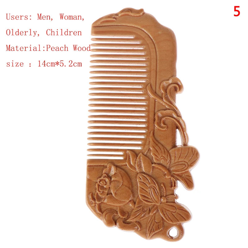 "Revitalize Your Hair with Our Natural Ebony Anti-Static Massage Comb - Portable, Wide-Toothed, and Made from Solid Wood!"