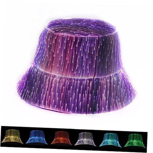 LED Bucket Hat, Rave Bucket Hat 7 Colors, Light up Hat Rave Accessory, Neon