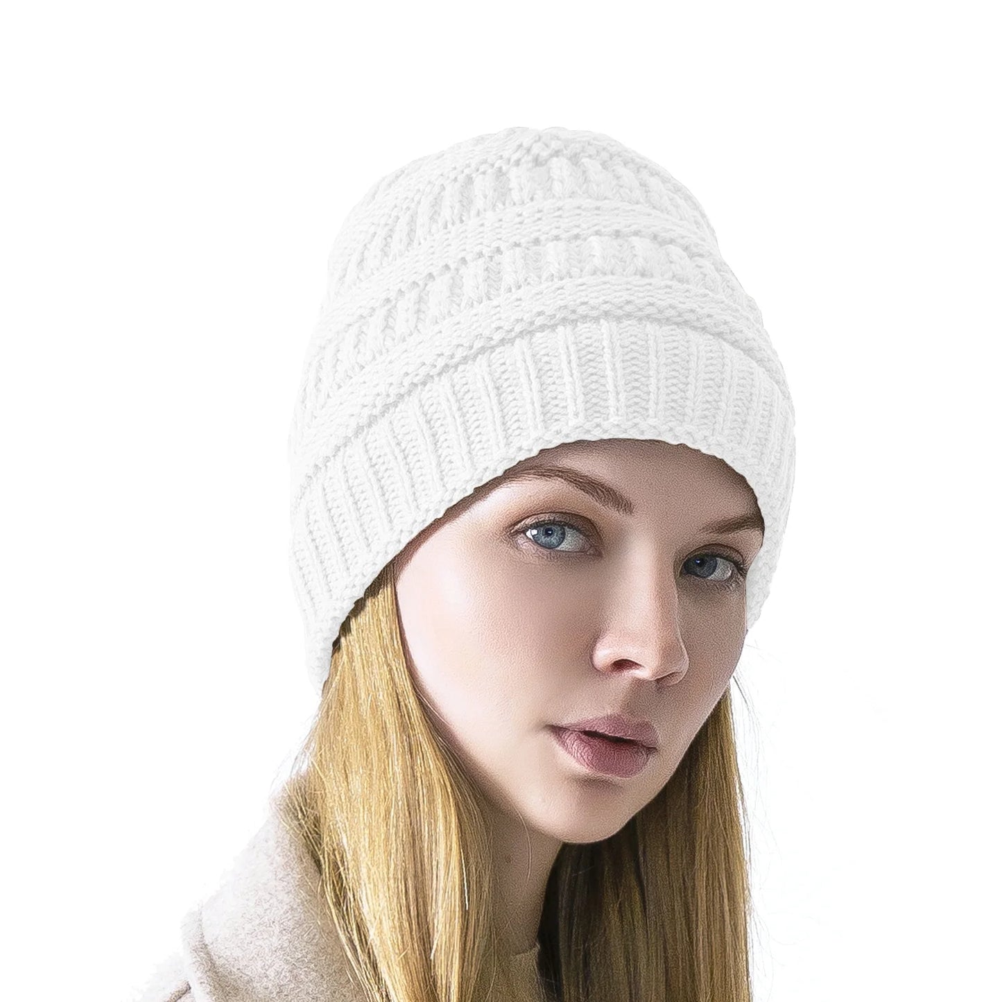 Women Men'S Knitted Beanie Hat Skull Baggy Chunky Messy Ski Winter Cap